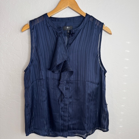 7 FOR ALL MANKIND Sparkle Ruffled Sleeveless Top Size M - Picture 3 of 13